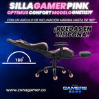 Silla gamer ONE -1127F Pink  + reposapiés y ruedas en silicona