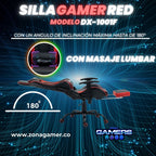 Silla Gamer DX-1001F Red con masajeador lumbar y reposapiés incluido