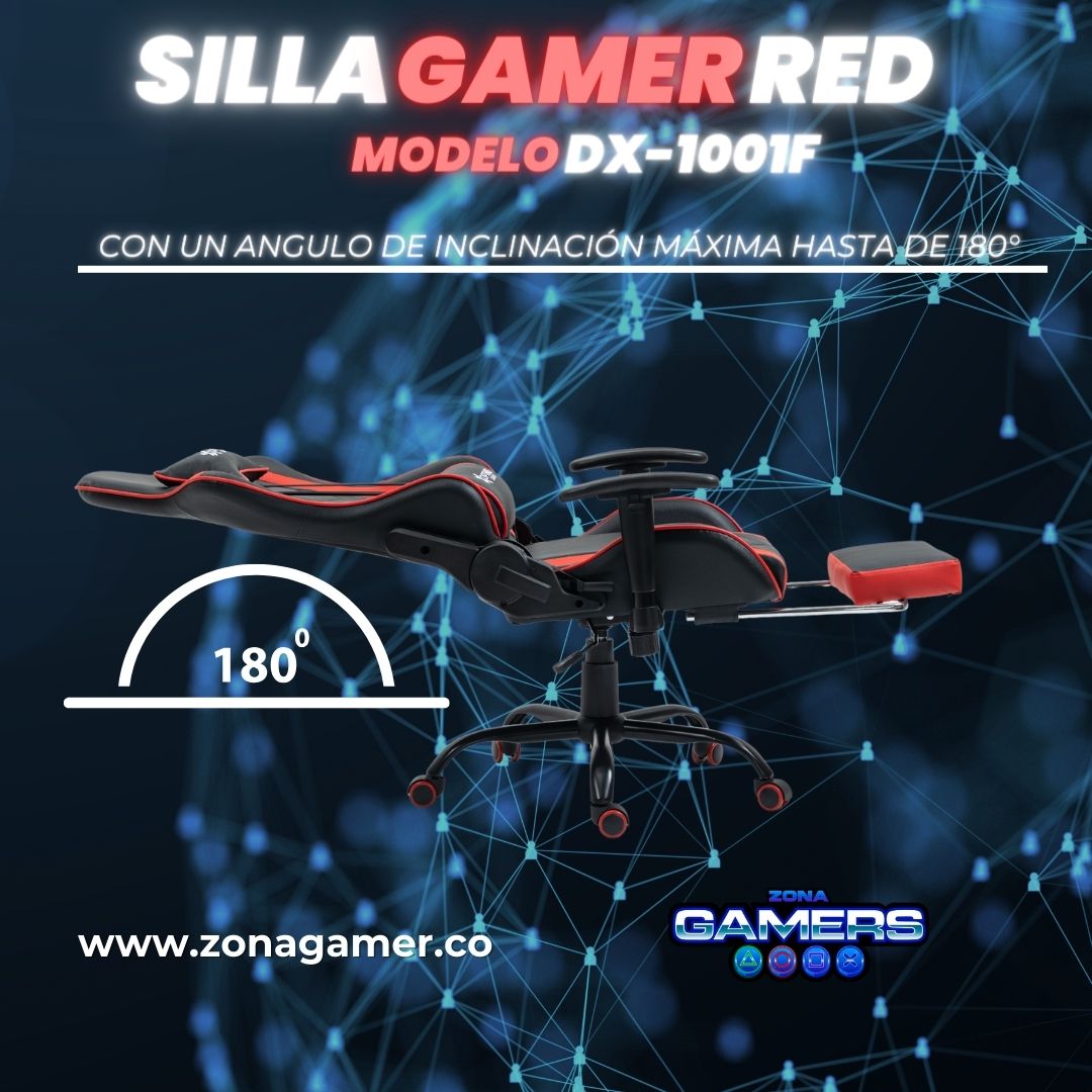 Silla Gamer DX-1001F Red con reposapiés