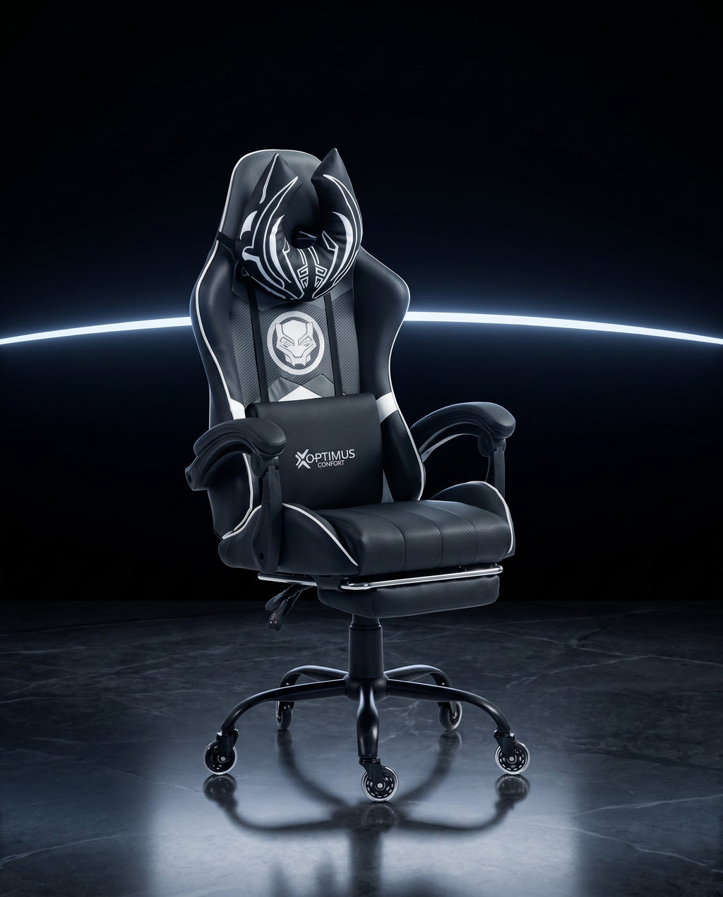 Silla Gamer Marvel-1039F Black con reposapiés y ruedas en silicona. · set-2k · 95-marvel-1039f-black-02-contraste.jpg