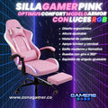 Silla gamer Optimus Confort modelo Armor Pink con luces RGB
