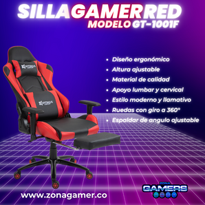 Silla Gamer GT-1001F Red + reposapiés incluido