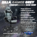 Silla Gamer DOW-1039F Grey con reposapiés y ruedas en silicona
