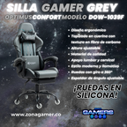 Silla Gamer DOW-1039F Grey con reposapiés y ruedas en silicona