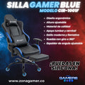 Silla Gamer CIR-1001F Blue con reposapiés y ruedas en silicona