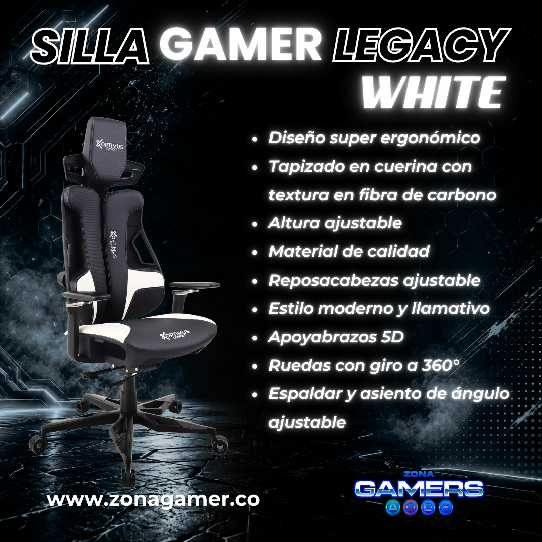 Silla Gamer Legacy Super Ergonomica White