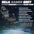Silla Gamer Titan-1039F Grey con reposapiés y ruedas en silicona