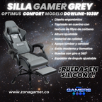 Silla Gamer DOWLINE-1039F Grey con reposapiés y ruedas en silicona