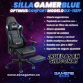Silla Gamer DX-1127F Blue con reposapiés y ruedas en silicona