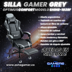 Silla Gamer Shine-1039F Grey con reposapiés y ruedas en silicona