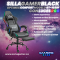 Silla gamer GT-1039F Black con luces RGB + reposapiés y ruedas en silicona