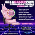 Silla Gamer EAR-1127F + masajeador lumbar con reposapiés incluido y ruedas en silicona