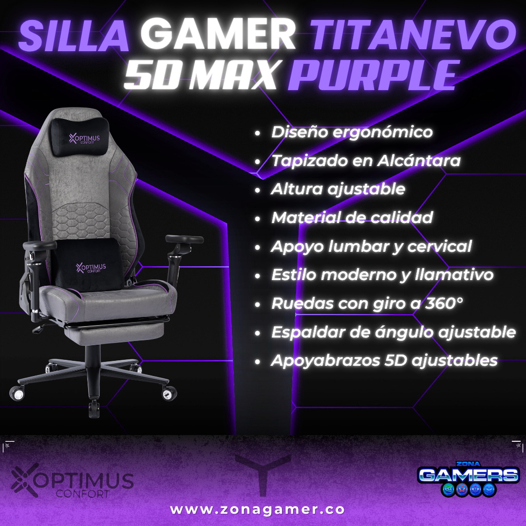 Silla Gamer TITANEVO 5D MAX Purple