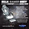Silla Gamer Devil-1039F Grey con reposapiés y ruedas en silicona