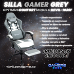 Silla Gamer Devil-1039F Grey con reposapiés y ruedas en silicona