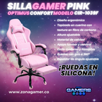 Silla Gamer CIR-1039F Pink con reposapiés y ruedas en silicona
