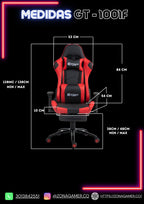 Silla gamer GT-1001F Black + reposapiés