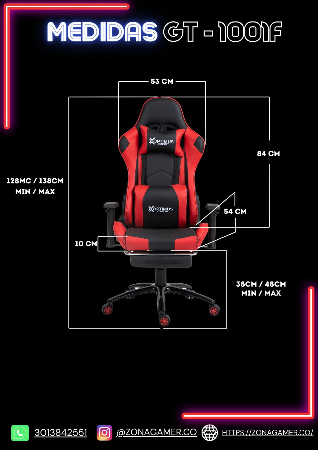 Silla gamer GT-1001F Blue + reposapiés