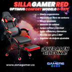 Silla Gamer E-1127F Red con reposapiés y ruedas en silicona