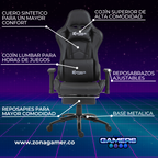 Silla gamer GT-1001F Black + reposapiés