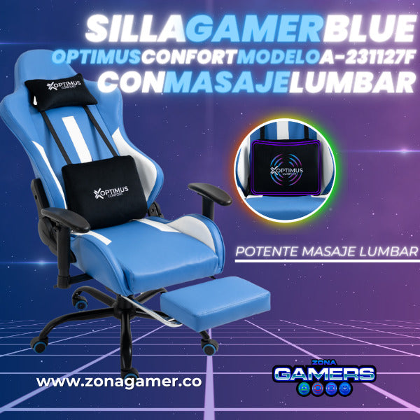 Silla Gamer A-231127F Blue con Masaje Lumbar
