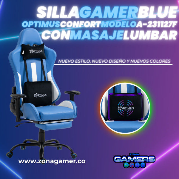 Silla Gamer A-231127F Blue con Masaje Lumbar