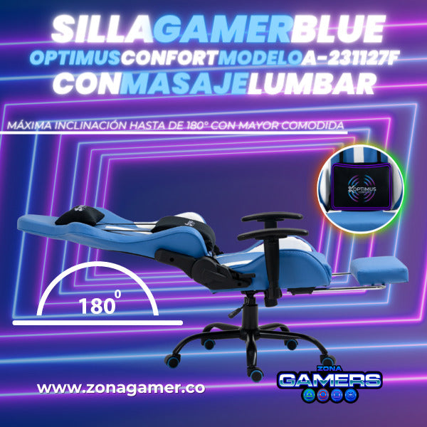 Silla Gamer A-231127F Blue con Masaje Lumbar