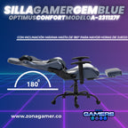 Silla Gamer A-231127F Gem Blue con Reposapies