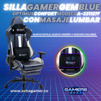 Silla Gamer A-231127F Gem Blue con Masaje Lumbar
