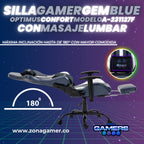 Silla Gamer A-231127F Gem Blue con Masaje Lumbar