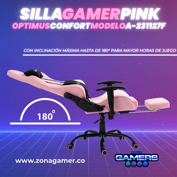 Silla Gamer A-231127F Pink con Reposapies