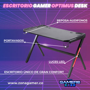 Combo Silla Gamer A-231127F Pink + Escritorio Gamer Optimus Desk