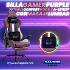 Silla Gamer A-231127F Purple con Masaje Lumbar