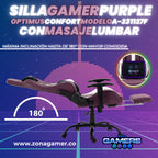 Silla Gamer A-231127F Purple con Masaje Lumbar