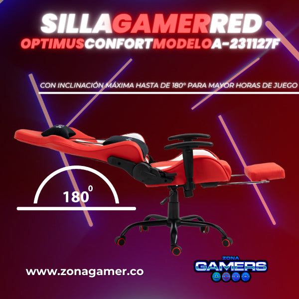 Silla Gamer A-231127F Red con Reposapies