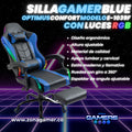 Silla Gamer E-1039F Blue con Luces RGB y Reposapies