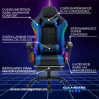 Silla Gamer E-1039F Blue con Luces RGB y Reposapies