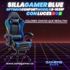 Silla Gamer E-1039F Blue con Luces RGB y Reposapies