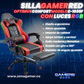 Silla Gamer E-1039F Red con Luces RGB y Reposapies