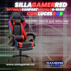 Silla Gamer E-1039F Red con Luces RGB y Reposapies