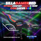 Silla Gamer E-1039F Red con Luces RGB y Reposapies