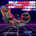 Silla Gamer E-1039F Red con Luces RGB y Masaje Lumbar