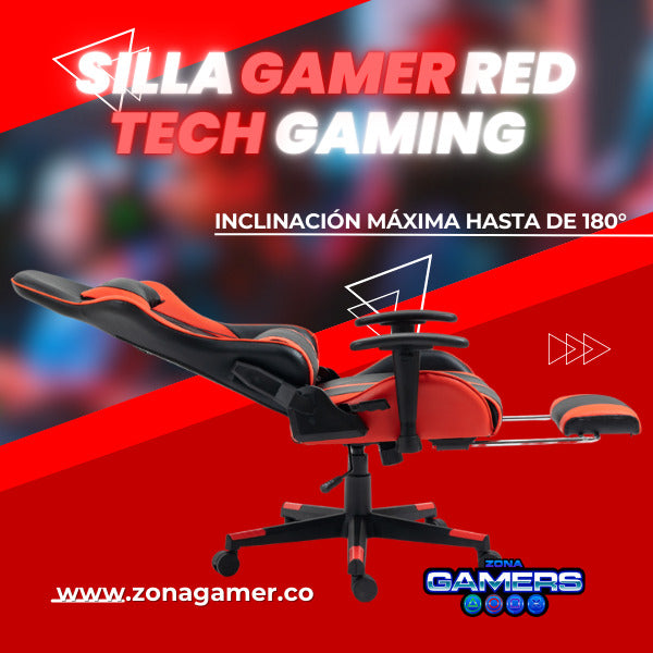 Silla Tech Gaming Red con Reposapies