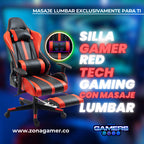 Silla Tech Gaming Red con Masaje Lumbar