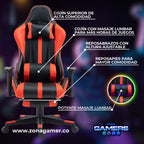 Silla Tech Gaming Red con Masaje Lumbar