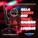 Silla Tech Gaming Red con Masaje Lumbar