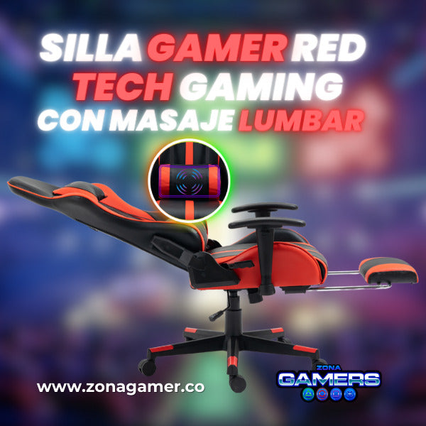Silla Tech Gaming Red con Masaje Lumbar