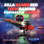 Silla Tech Gaming Red con Masaje Lumbar