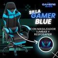 Silla Gamer AQ-1039F Blue con Masajeador Lumbar y Reposapies incluido