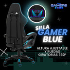 Silla Gamer AQ-1039F Blue con Masajeador Lumbar y Reposapies incluido
